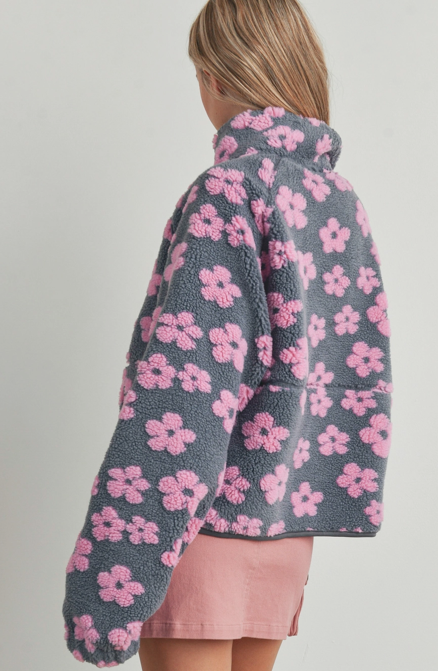 Daisy Oversized Printed Sherpa Jacket