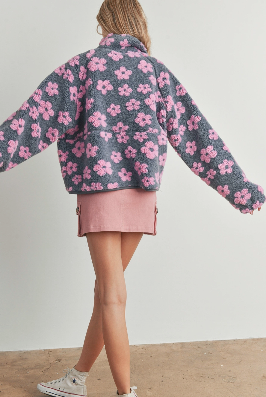 Daisy Oversized Printed Sherpa Jacket