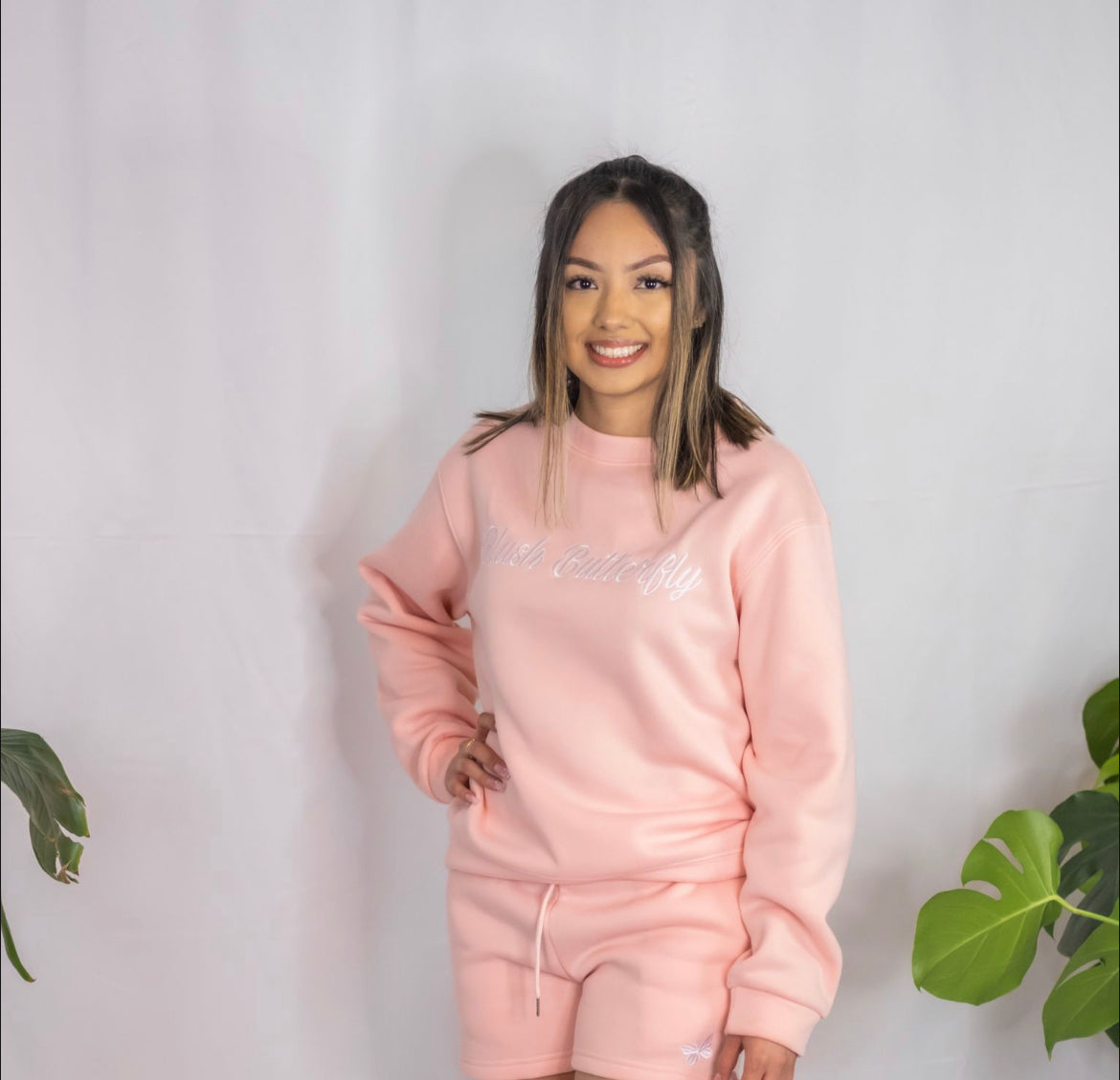 Blush Butterfly Sweatshirt & Shorts