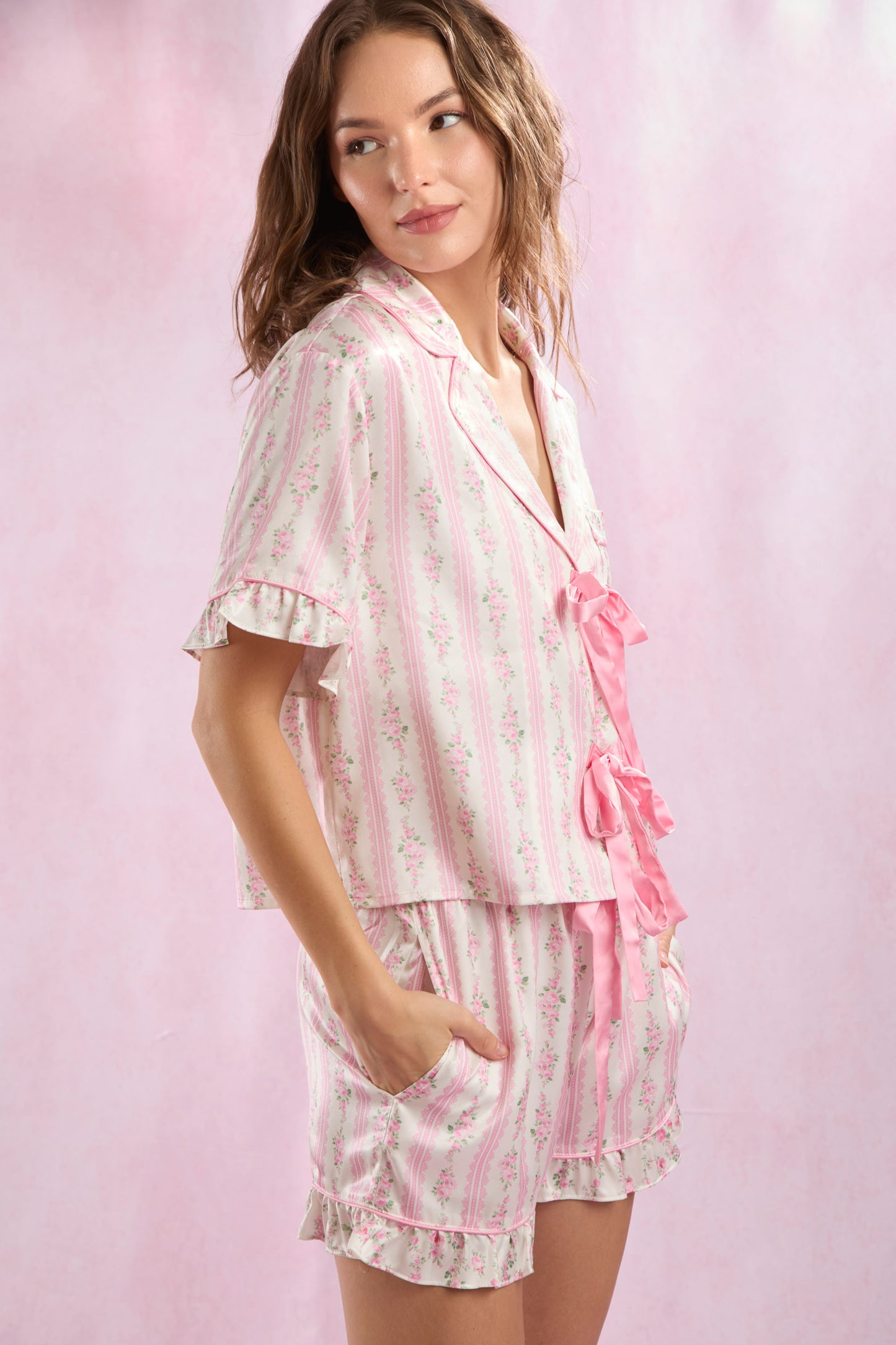 Pink Floral Pajama Set