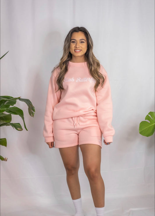 Wildly You Butterfly Logo Embroidered Blush Lightweight Pullover Crop  Windbreaker